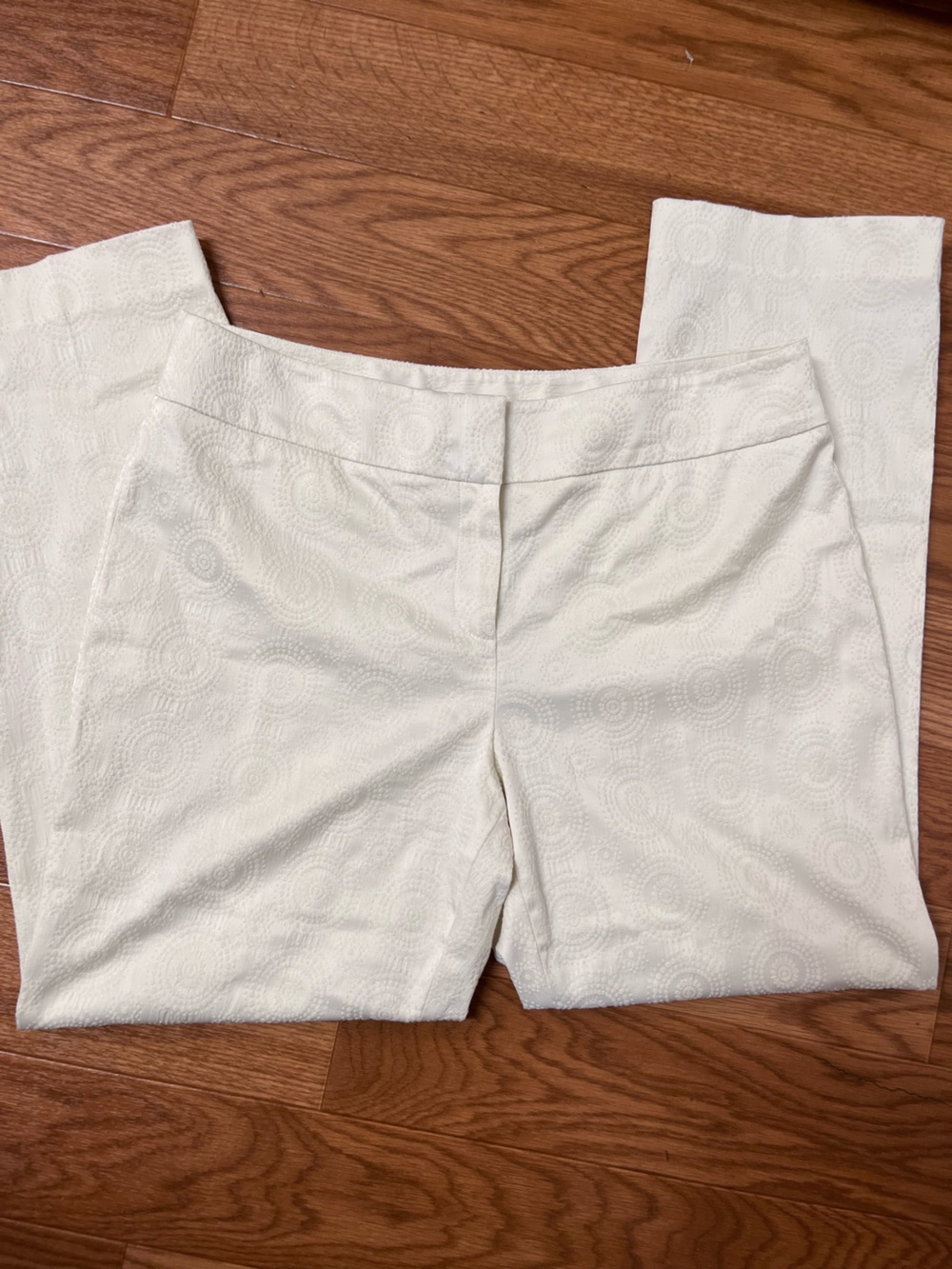 Sigrid Olsen Womens Sz 10 deco 20 cream textured  cotton Blend Trousers pants